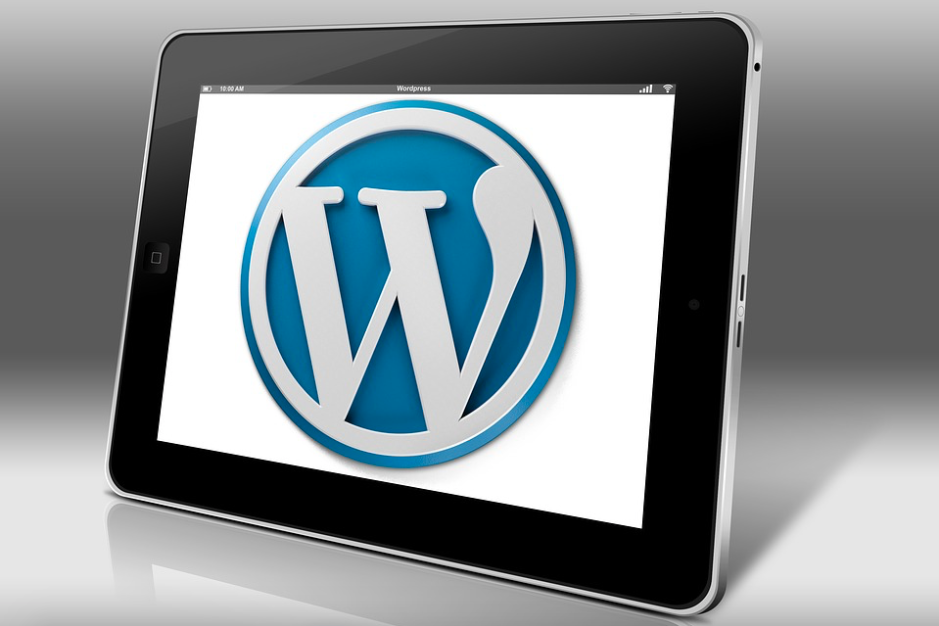 tablet with wordpress logo on