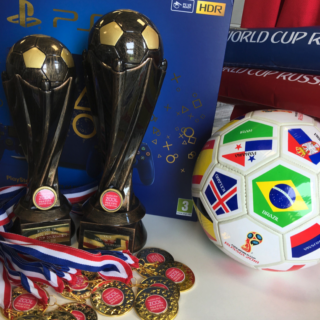 trophies and medals for Zool's PS4 competition in aid of East Cheshire Hospice