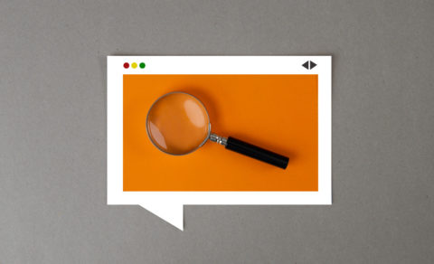 beginners guide to search engine results pages features - a magnifying glass on an orange background