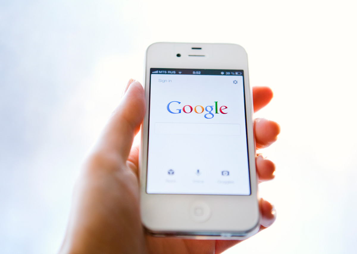 google search engine shown on mobile phone